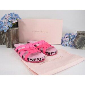 Sophia Webster Neon Pink Metallic Leopard Ramona Pool Slide